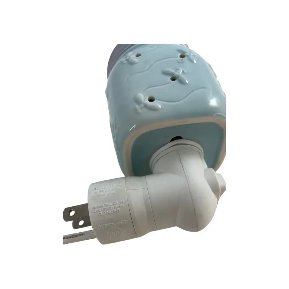 Scentsy Blue Mason Jar‎ Plug-In Warmer Fireflies Night Light Glass Wax Melt